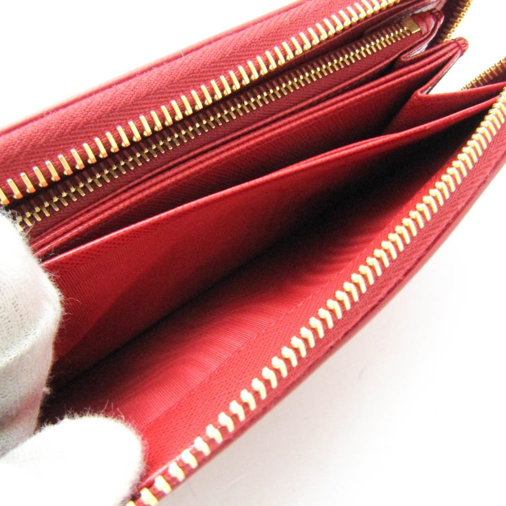 Prada Saffiano SHINE 1ML506 Women's Leather Long Wallet (bi-fold) Red Color - Picture 8 of 11